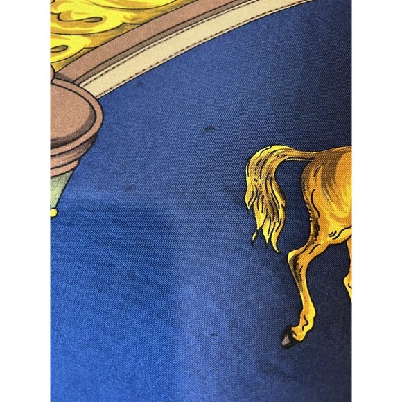 Vintage Equestrian Scarf By Antoine Red & Blue With Horses & Dogs 34"x34" - Picture 5 of 5